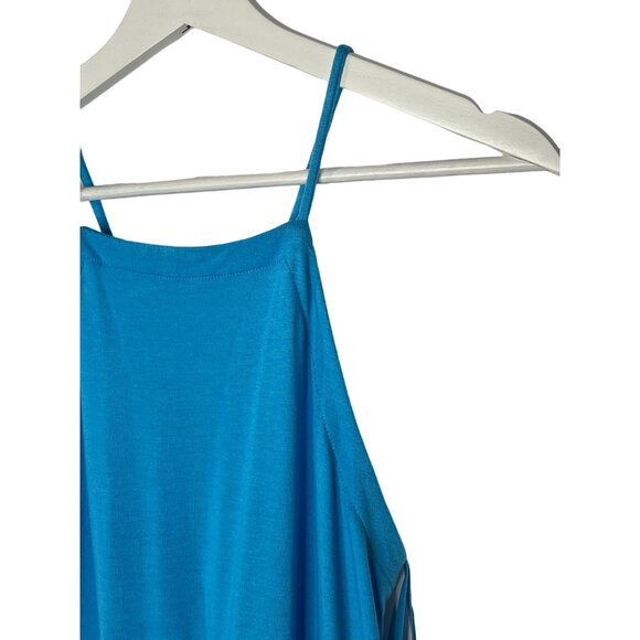 Loft Lou & Grey Blue Maxi Dress Large Sleeveless Strappy Flowy Summer Sundress - Picture 8 of 11